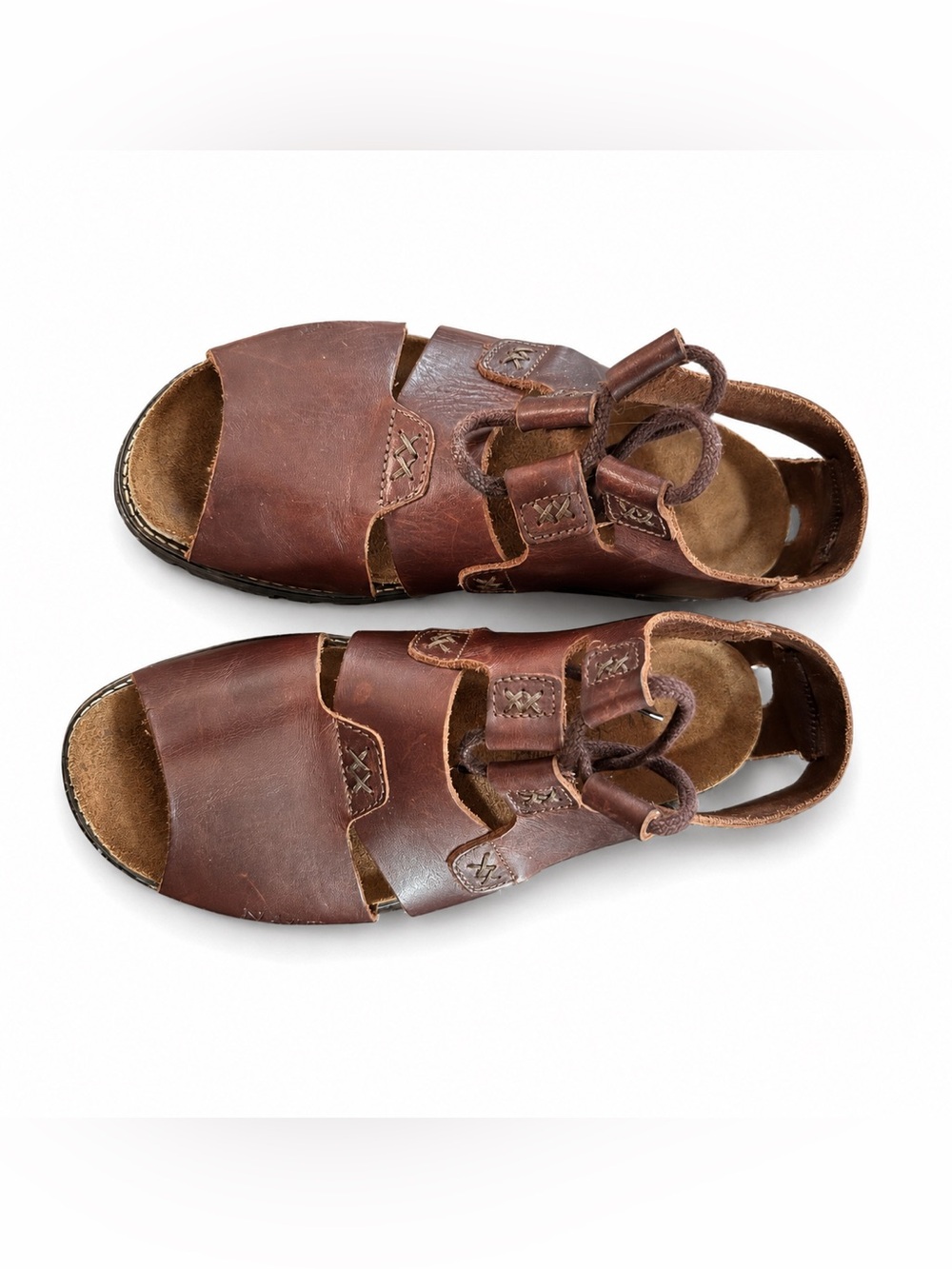 Naot Mangere Brown Leather Lace Up Cutout Comfort Walking Sandals Women’s Size 6